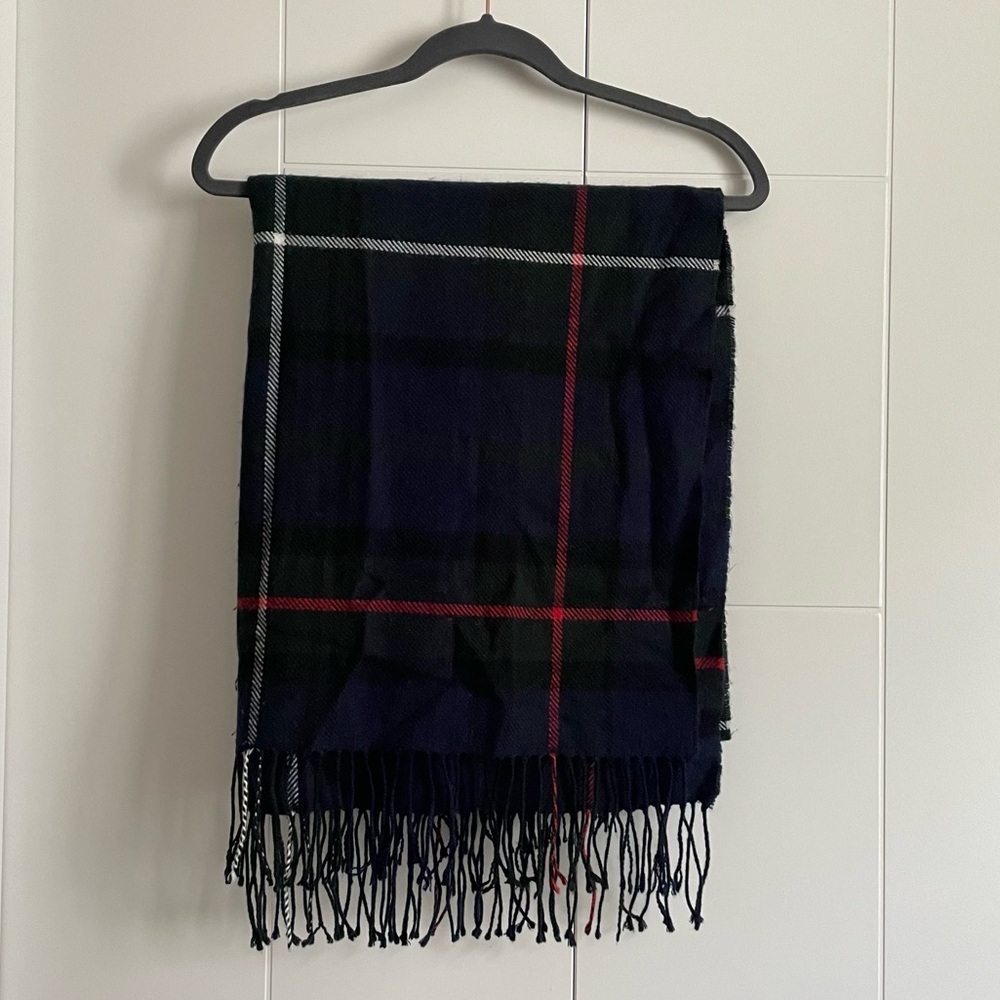 3/$45 Navy Blue and Red Plaid Blanket Scarf